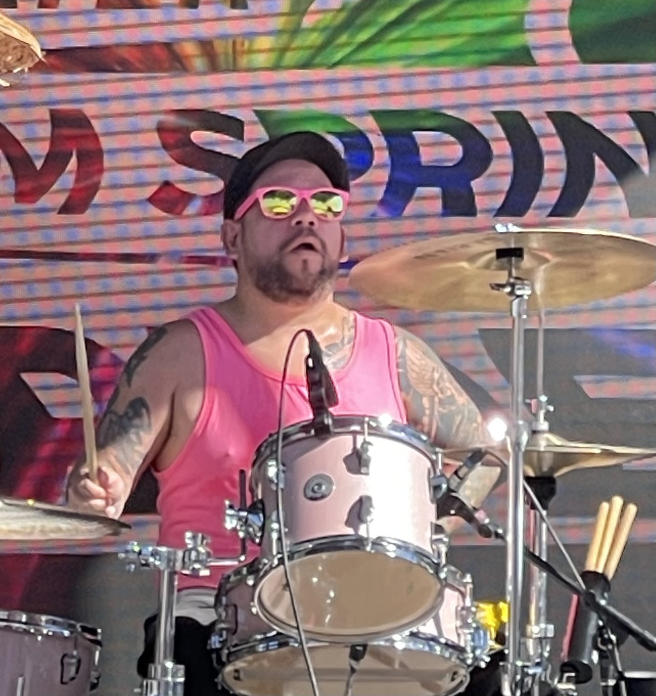 Eddie Felix playing drums live